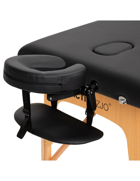 WOODEN FOLDING MASSAGE TABLE COMFORT ACTIV FIZJO LUX 2-SECTIONS 190X70 BLACK  