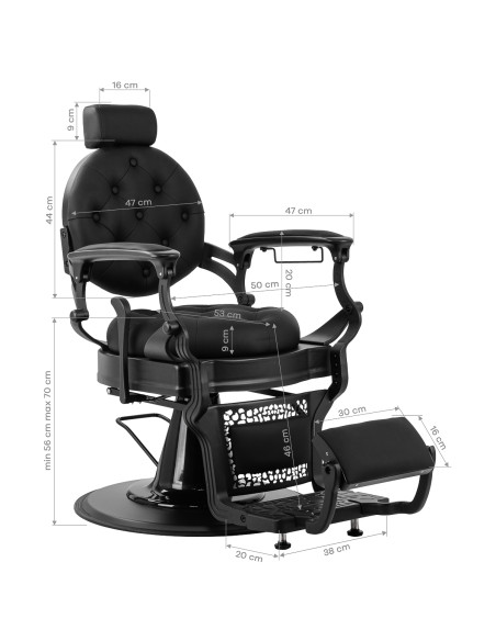 Barber chair Gabbiano Niccolo Black