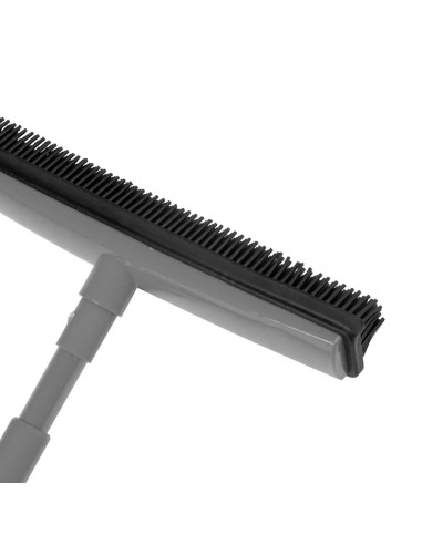 Hairdresser's rubber broom with telescopic pole gray