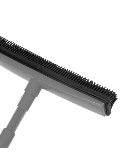 Hairdresser's rubber broom with telescopic pole gray