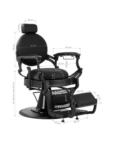 Barber chair Gabbiano Niccolo Black buttonless