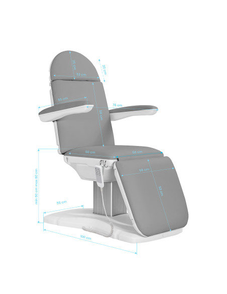 Sillon Eclipse electric Beauty bed 3 actuators grey