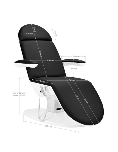 Beauty bed electr. 2240 Eclipse 3 actuators black with a cradle