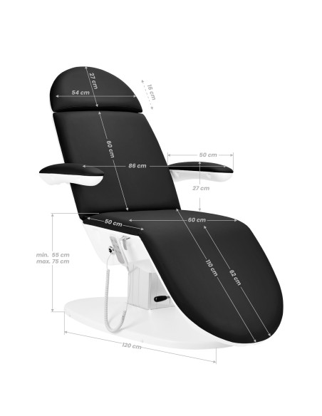 Beauty bed electr. 2240 Eclipse 3 actuators black with a cradle
