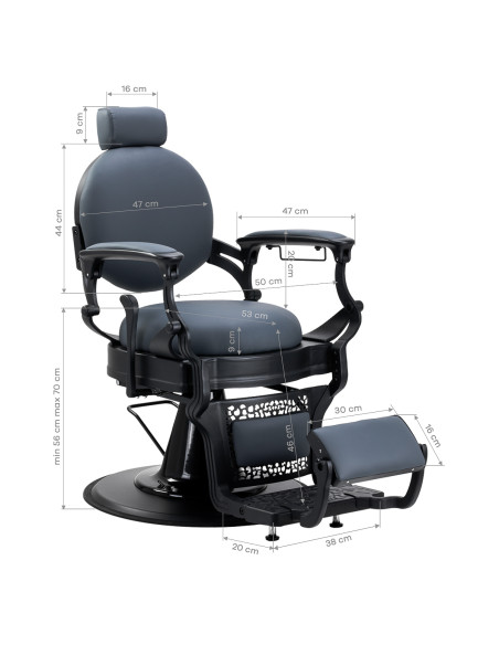 Barber chair Gabbiano Niccolo graphite buttonless