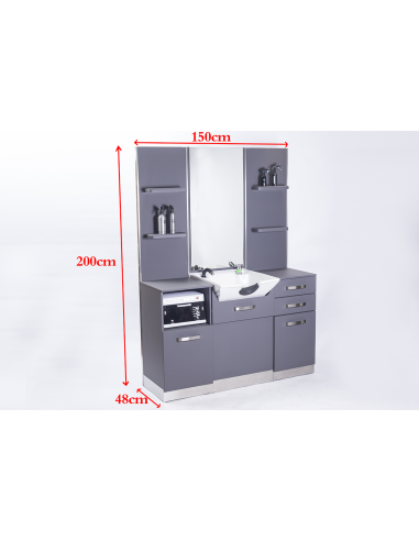 Gabbiano hairdressing console with a wash basin b085 gray