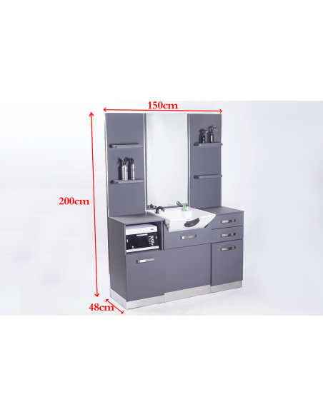 Gabbiano hairdressing console with a wash basin b085 gray