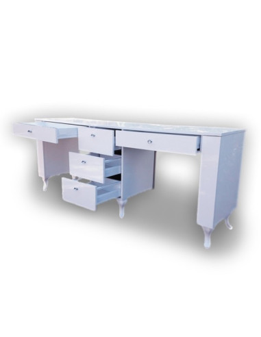 PIERO Two Station Nail Desk with 5 drawers - Bella Diamond Collection