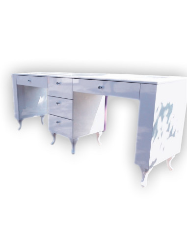 PIERO Two Station Nail Desk with 5 drawers - Bella Diamond Collection