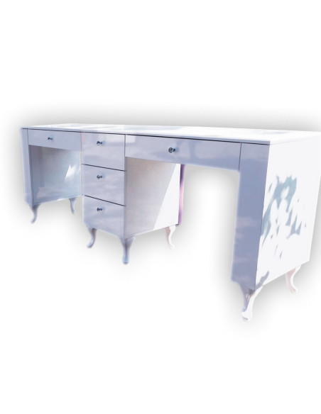 PIERO Two Station Nail Desk with 5 drawers - Bella Diamond Collection