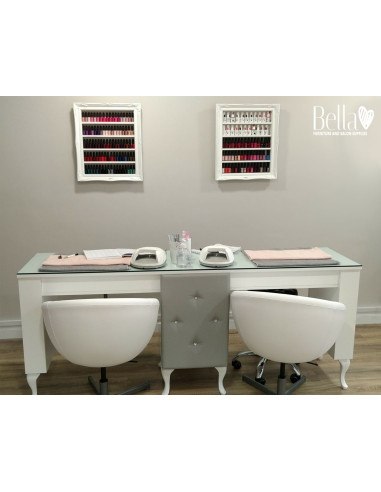 PIERO Two Station Nail Desk with 5 drawers - Bella Diamond Collection