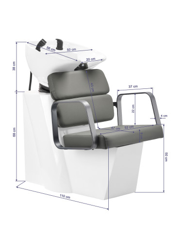 Gabbiano Porto hair wash unit grey grey