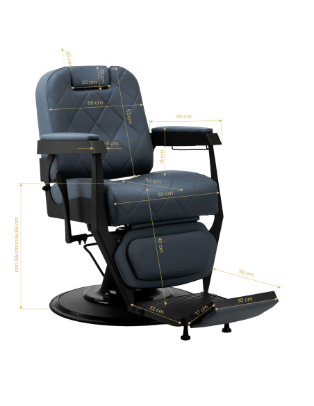 Gabbiano barber chair Bruno with black frame Graphite