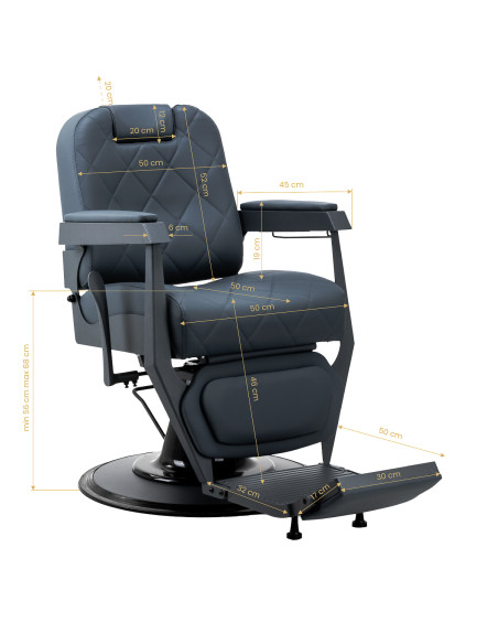 Gabbiano barber chair Bruno with graphite frame Graphite