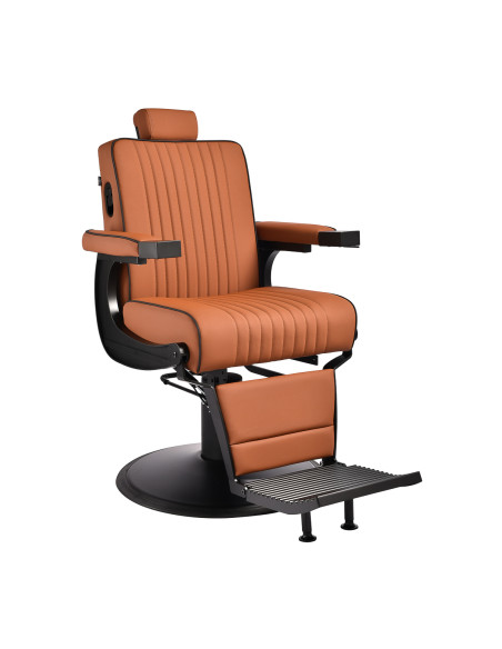 Gabbiano Levi barber chair with black frame brown without stitching at the back