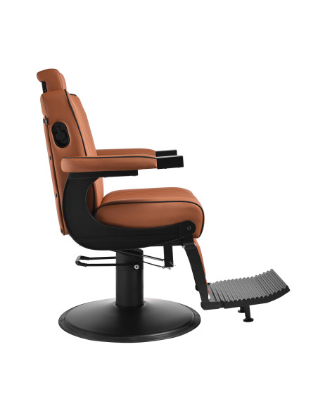 Gabbiano Levi barber chair with black frame brown without stitching at the back
