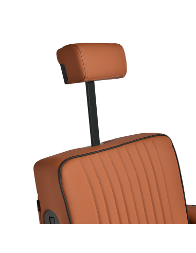 Gabbiano Levi barber chair with black frame brown without stitching at the back