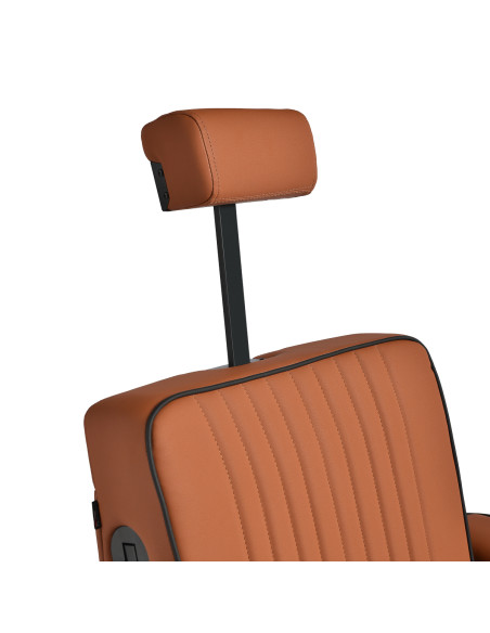 Gabbiano Levi barber chair with black frame brown without stitching at the back