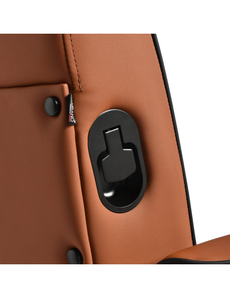 Gabbiano Levi barber chair with black frame brown without stitching at the back