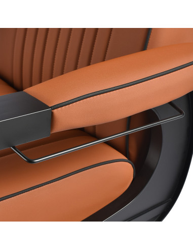 Gabbiano Levi barber chair with black frame brown without stitching at the back