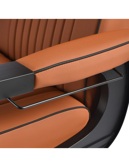 Gabbiano Levi barber chair with black frame brown without stitching at the back