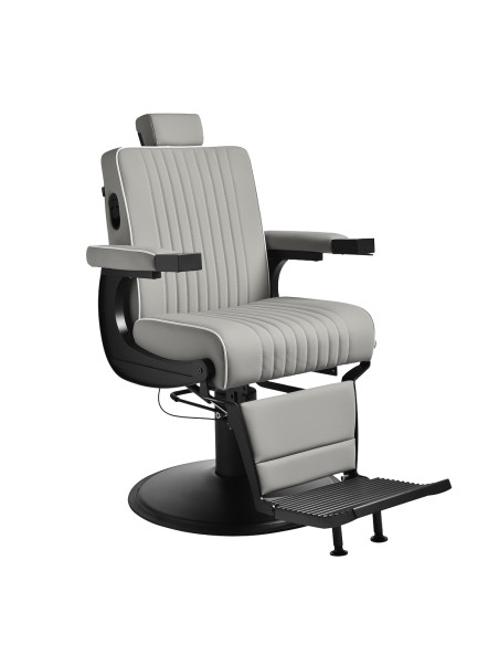 Gabbiano Levi barber chair with black frame gray without stitching at the back