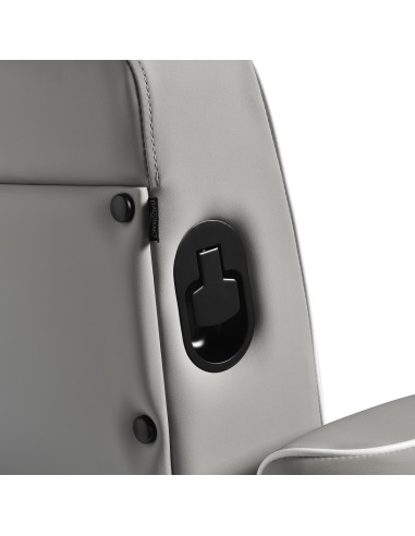 Gabbiano Levi barber chair with black frame gray without stitching at the back