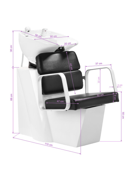 Gabbiano Porto hair wash unit white black