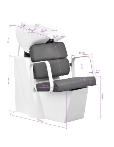 Gabbiano Porto hair wash unit white grey