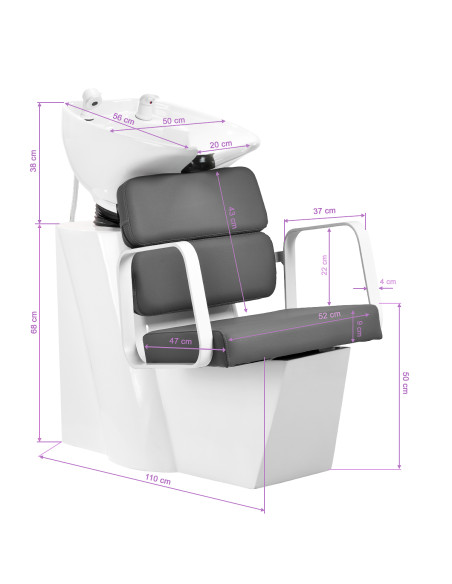 Gabbiano Porto hair wash unit white grey