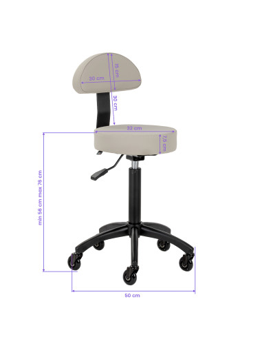 Gabbiano hairdressing stool D026 grey-beige