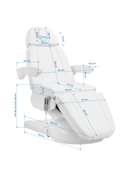 Azzurro Lux 4m white Beauty bed with cradle