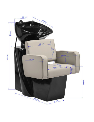 Gabbiano hair wash unit Bilbao Grey-Beige