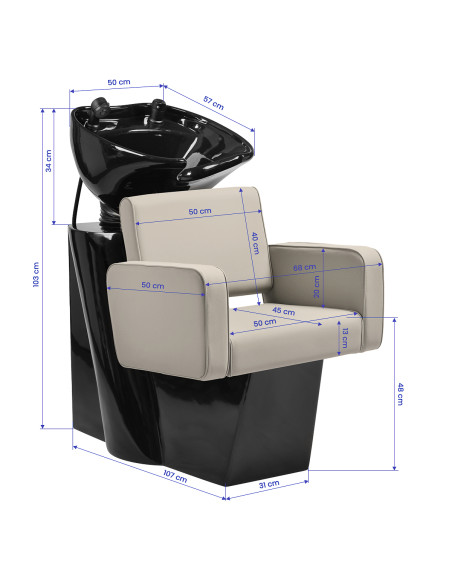 Gabbiano hair wash unit Bilbao Grey-Beige