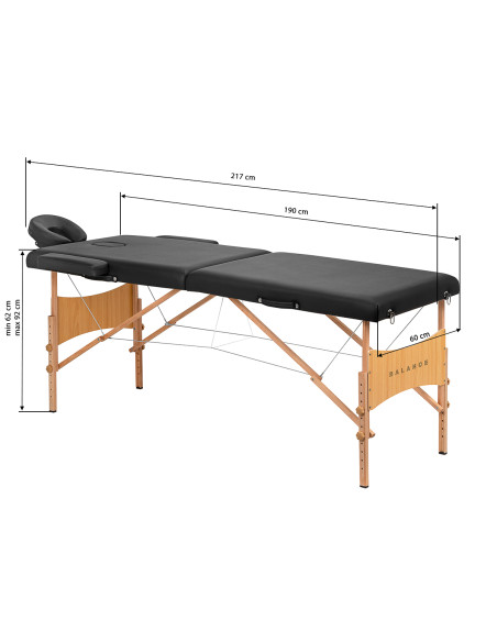 BALANCE wooden folding Massage bed 2 segment black