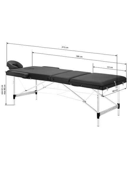 BALANCE aluminium folding Massage bed 3 segment black