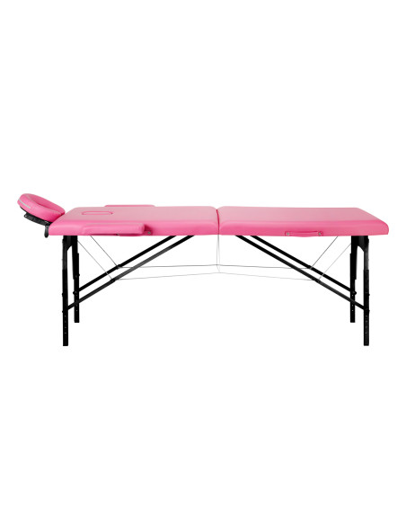 BALANCE wooden folding Massage bed 2 segment pink and black