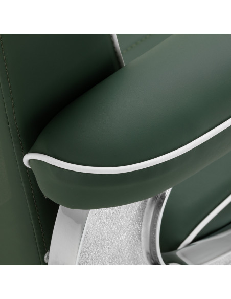 Gabbiano Visionerio barber chair green chrome frame