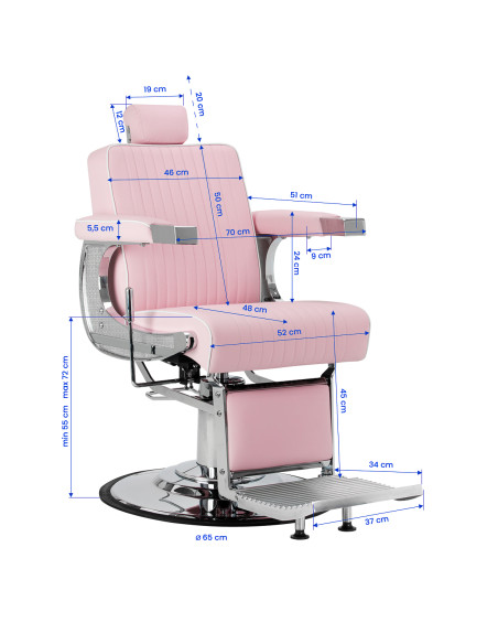 Gabbiano Visionerio barber chair pink chrome frame