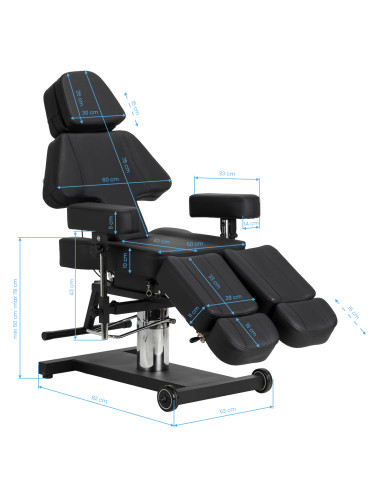 Pro Ink 605 Tattoo bed smooth adjustment black