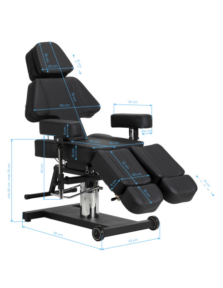 Pro Ink 605 Tattoo bed smooth adjustment black