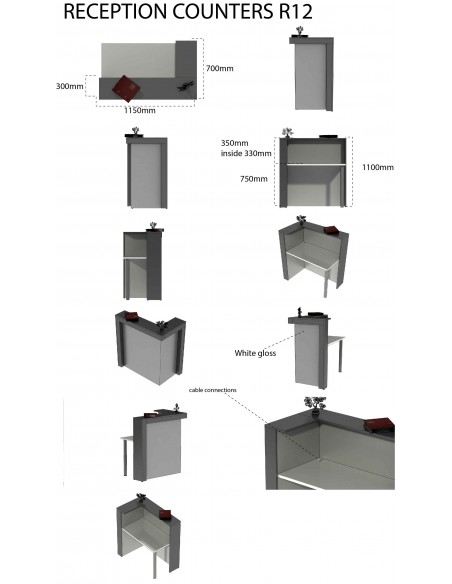 Salon Reception Desk - R12 Standard Bella Furniture Ireland 