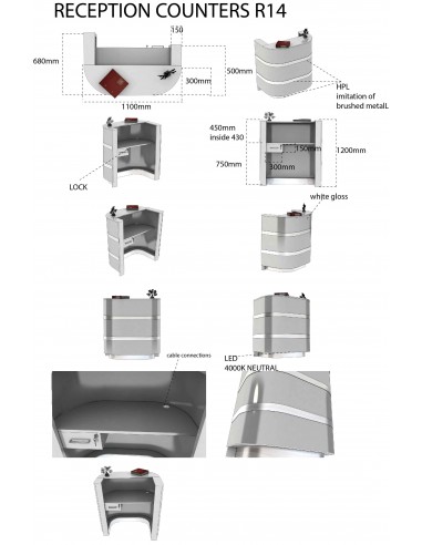 Salon Reception Desk - R14 Standard Bella Furniture Ireland