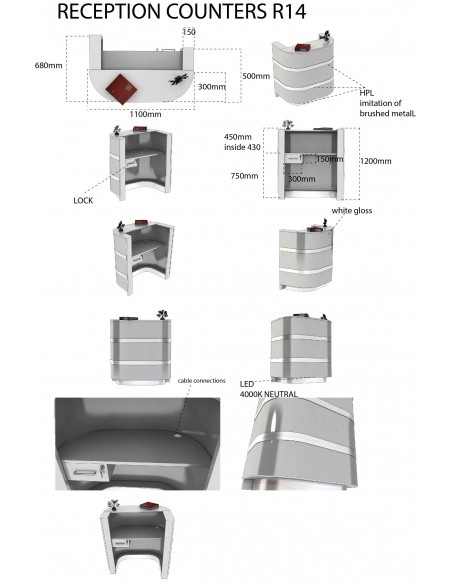 Salon Reception Desk - R14 Standard Bella Furniture Ireland