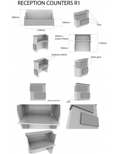 Salon Reception Desk - R1 Standard Bella Furniture Ireland 