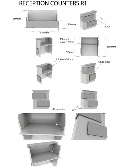 Salon Reception Desk - R1 Standard Bella Furniture Ireland 