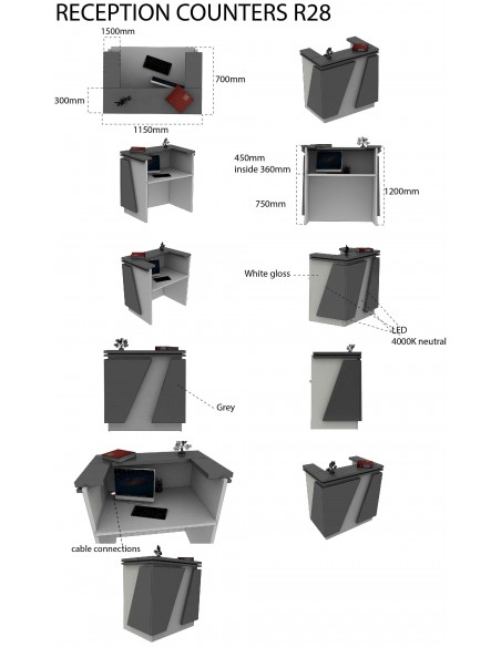 Salon Reception Desk - R28 Standard Bella Furniture Ireland