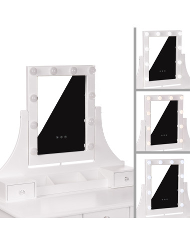 Monica White LED Dressing Table | Bella Furniture Ireland