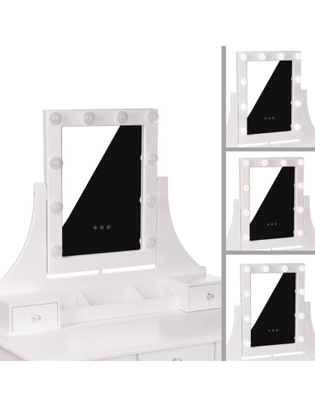 Monica White LED Dressing Table | Bella Furniture Ireland