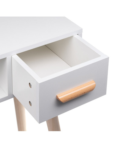 ALVA white dressing table mirror 2 drawers + stool